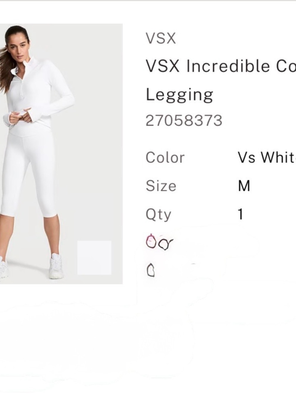 Victoria's Secret White VSX Incredible Capri Leggings